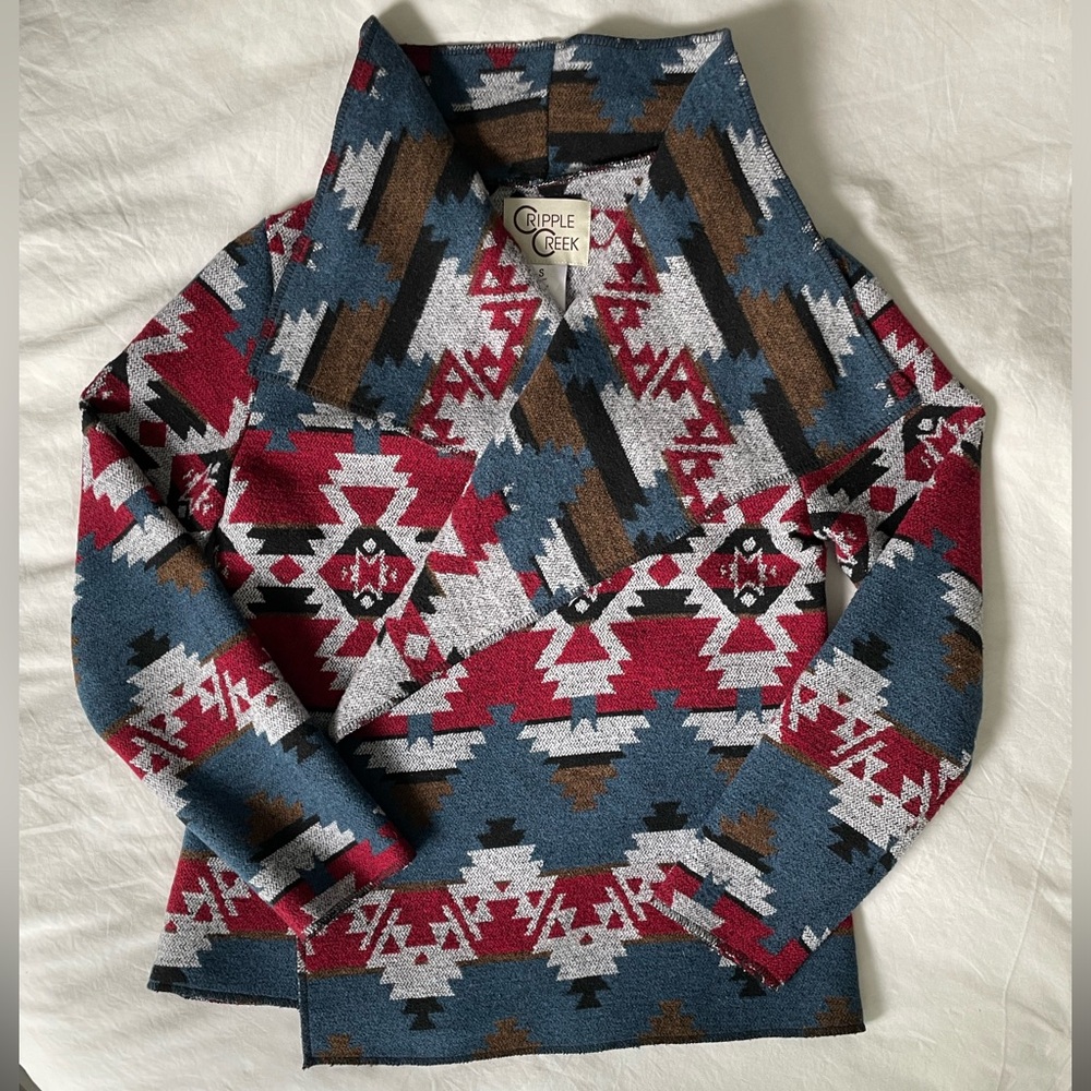 Cripple Creek Navajo Open Front Blanket Wrap Jacket - Women’s Small
